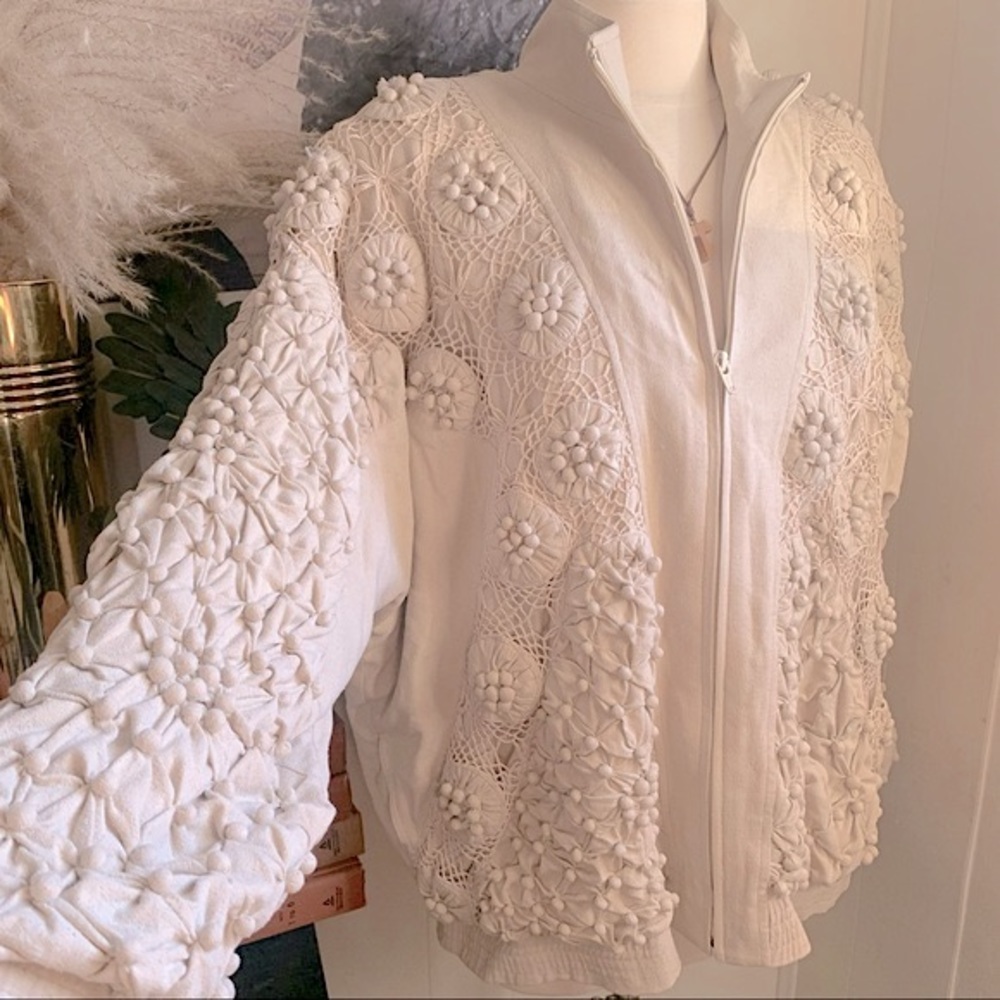 Vintage Cream Bomber Jacket